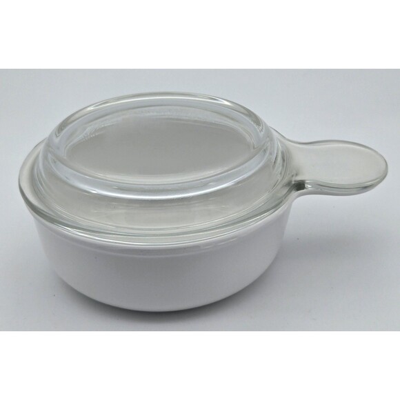 Corning Grab It Bowl P-150-B White with Pyrex Clear Glass Lid Ovenware Dish Lid - Picture 3 of 9